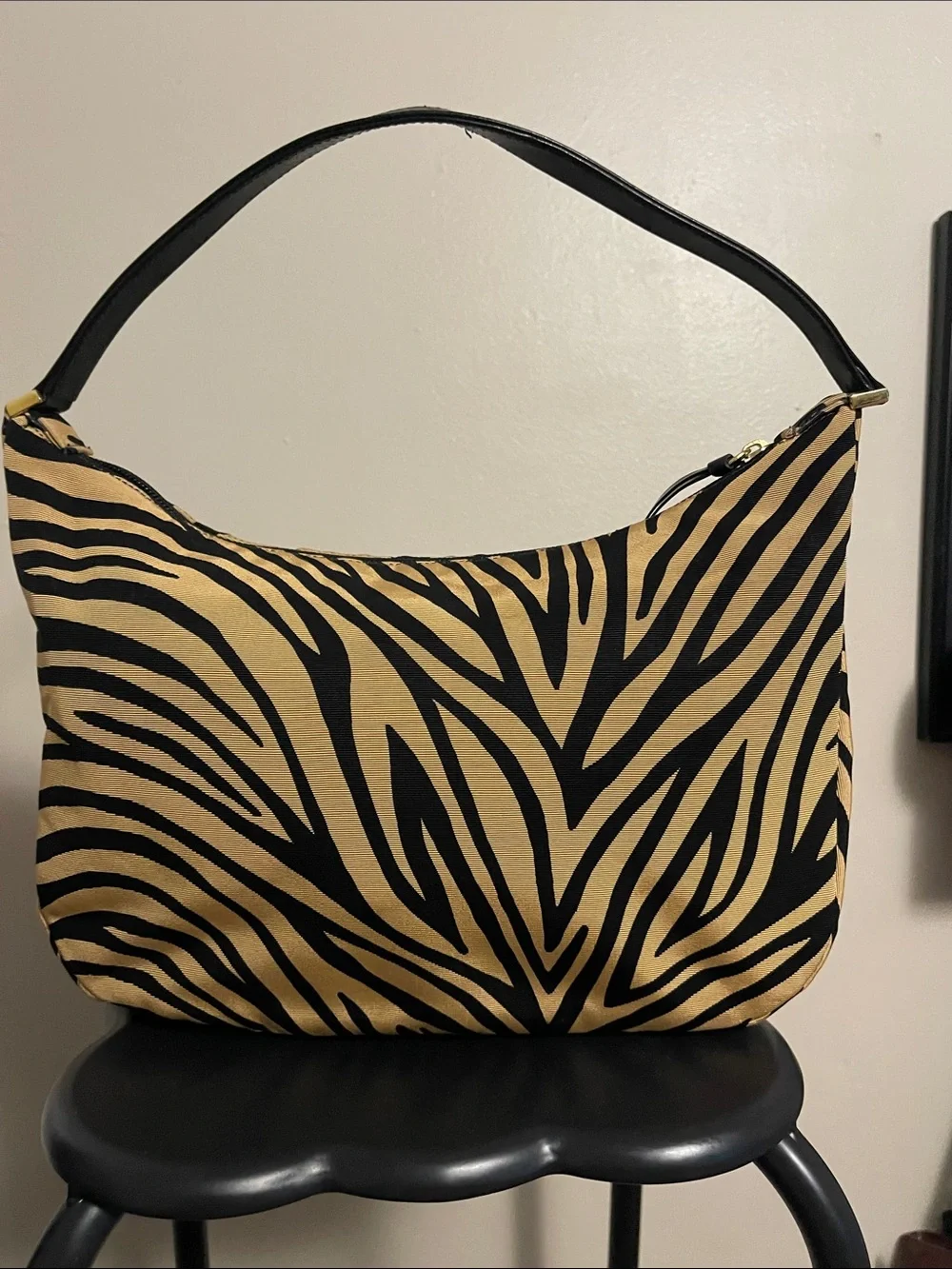 Kate Spade Black & Tan Zebra-Print Shoulder Bag